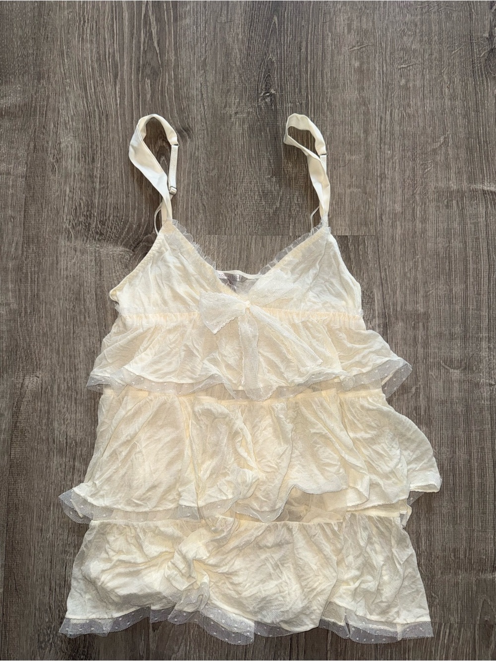 Victoria's Secret Ivory Tiered Ruffle Cami with Bow